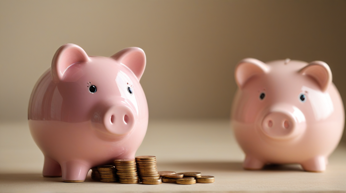 Skarbonki z monetami symbolizujące poduszkę finansową